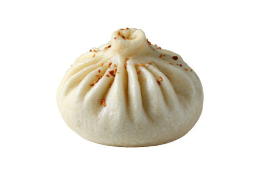 Steamed bun with spice flakes on top, isolated shot