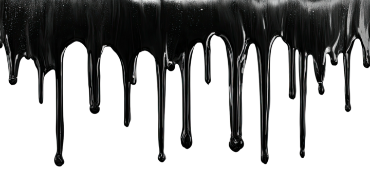 Dark liquid drips against a solid black backdrop