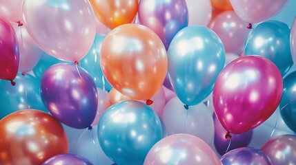 Colorful balloon decorations for festive holiday party, celebration backdrop, vibrant party setup, cheerful and playful atmosphere
