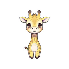 Adorable cartoon giraffe with big eyes, a cute illustration for children's books and designs
