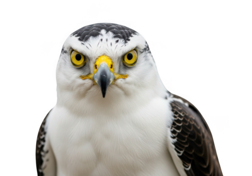 Close up portrait of a striking hawk isolated on transparent background