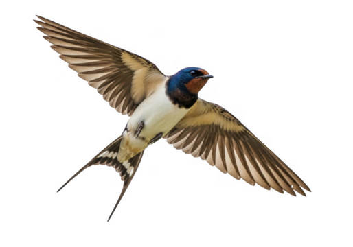 Barn swallow in flight isolated on transparent background