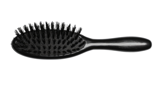 Isolated hairbrush and comb on white background for styling and hair care