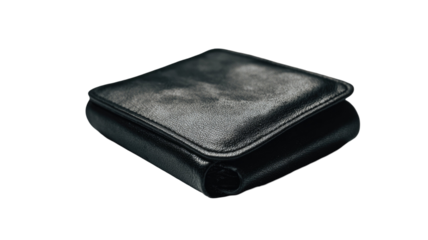 Black leather wallet or purse isolated on white, a personal accessory for finance, cash, and business cards