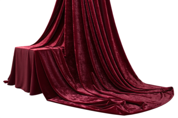 red velvet fabric on white background