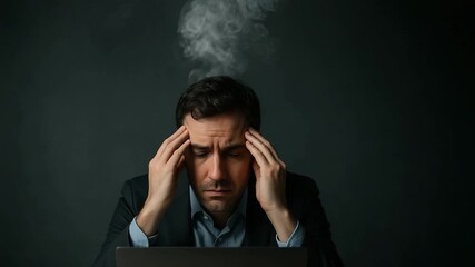 Mental Overload: Capturing the intense pressure of a moment, a man embodies the struggles of modern life, with subtle steam evoking the feeling of an overwhelmed mind.