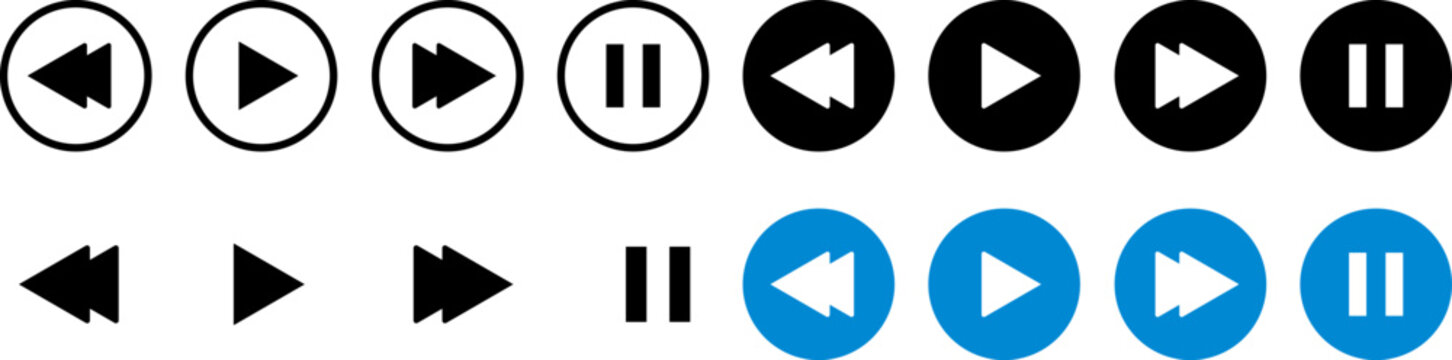 Collection of oval shaped media playback control icons
