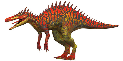 Vibrant depiction of a spiky dinosaur in bright colors.