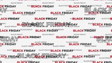 Abstract background animation with repeating Black Friday text in red and black move vertically, ideal for sale banners and retail promotions