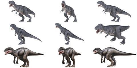 Set of various T-Rex dinosaur illustrations
