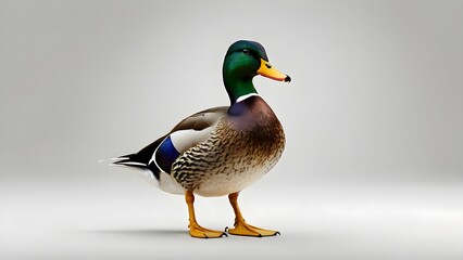 Obraz premium Duck Standing Isolated on White Background” 