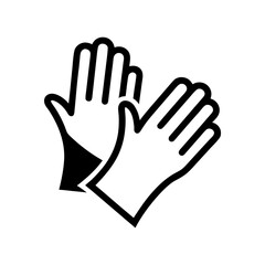 A clean outline icon showing two disposable gloves, symbolizing hygiene, safety, and salon sanitation.
