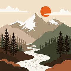 landscape with mountains and trees