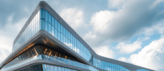 Modern architectural design sleek building exterior with unique roof