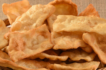 Homemade puff pastry. A traditional dish from the Valle del Cauca region: fried puff pastry. A Christmas tradition.