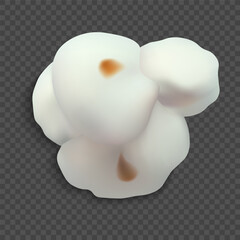 Realistic puffed popcorn kernel, fried salty or sweet.