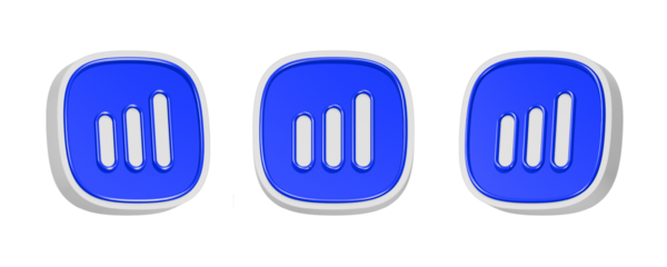 3d rendering icon pause in blue button