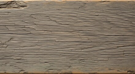 Closeup of weathered greyishbrown wood with numerous horizontal cracks and worn edges