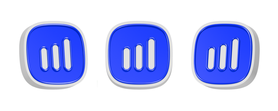 3d rendering icon pause in blue button