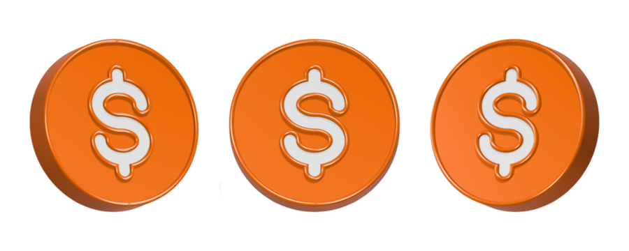 3d rendering icon dollar in orange button - Powered by Adobe