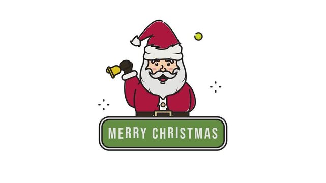 Merry Christmas Santa Claus with Bell Cartoon Animation.
