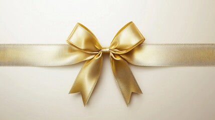 Elegant gold bow and shiny ribbon on festive background for gift wrapping and celebration decor