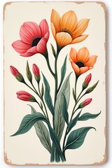 Illustration. A bouquet of wildflowers on a light background.