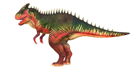 Colorful dinosaur model on white background