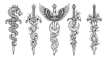 Sword fantasy designs set