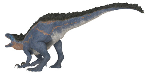 Majungasaurus dinosaur roaring in vivid detail