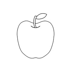 Minimalist Apple Line Art Vector Illustration on White Background