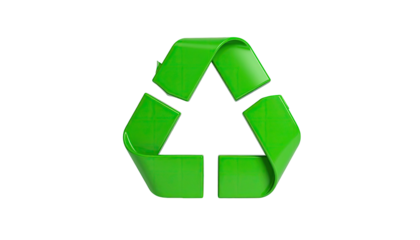 Green recycle symbol on black; bent arrows forming triangle
