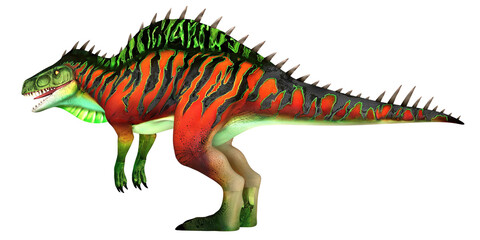 Vividly colored dinosaur with sharp spikes