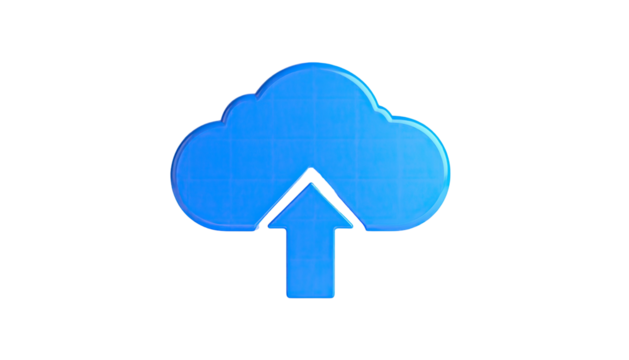 Blue cloud icon with upward arrow on a black background (1) - Powered by Adobe