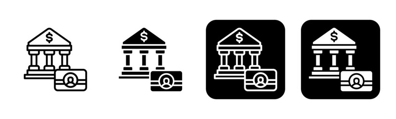 Bank Account Icon Line and Black Fill Style Collection