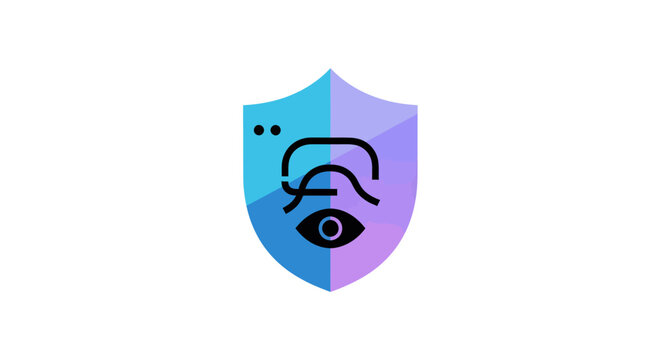 Cybersecurity shield with eye for data protection and online privacy, a powerful symbol of digital security and internet safety in a modern design