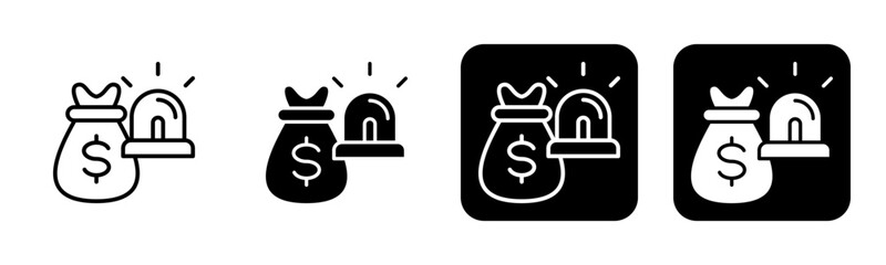 Emergency Fund Icon Line and Black Fill Style Collection