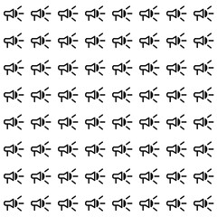 Seamless pattern of black megaphone icons on white background for communication