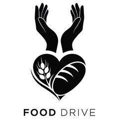 Obraz premium Hands cradling a heart filled with food a food drive symbol