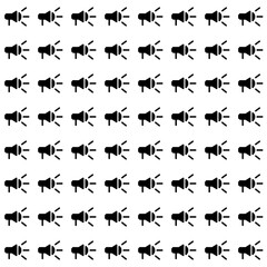 Fototapeta premium Seamless pattern of black megaphone icons on white background for communication