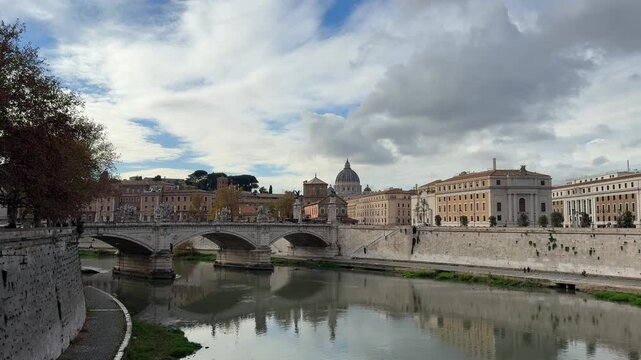 Italy Rome Ponte bridge Tiber river.