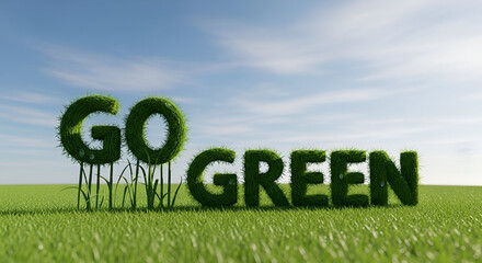 Eco-friendly go green typography created from natural fresh grass