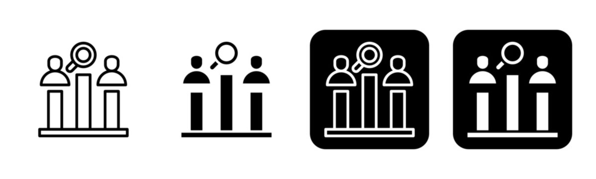 Competitor Analysis Icon Line and Black Fill Style Collection
