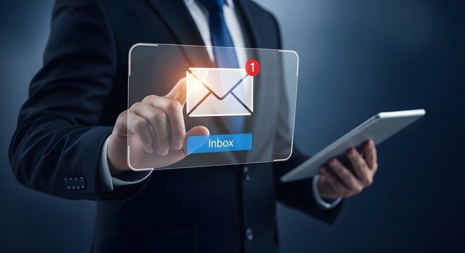 Email message notification on virtual screen
