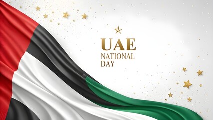 Obraz premium Elegant uae national day celebration with flowing flag and golden stars