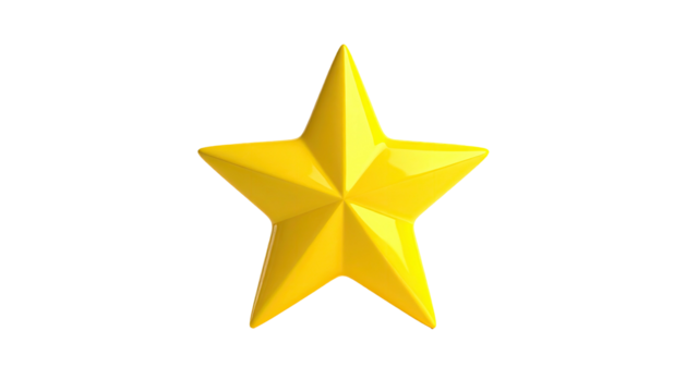 Glossy yellow star against black background
