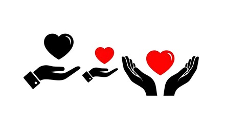 Hands offering and receiving red and black hearts