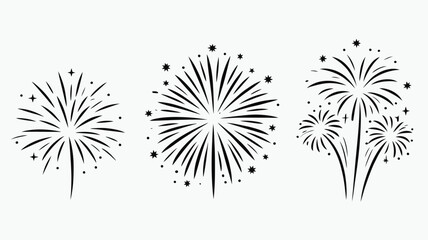 Set of fireworks illustrations festive vector design elements for celebration isolated on white background