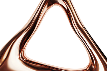 Glossy rose gold triangle outline on black