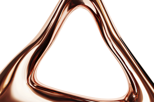Glossy rose gold triangle outline on black